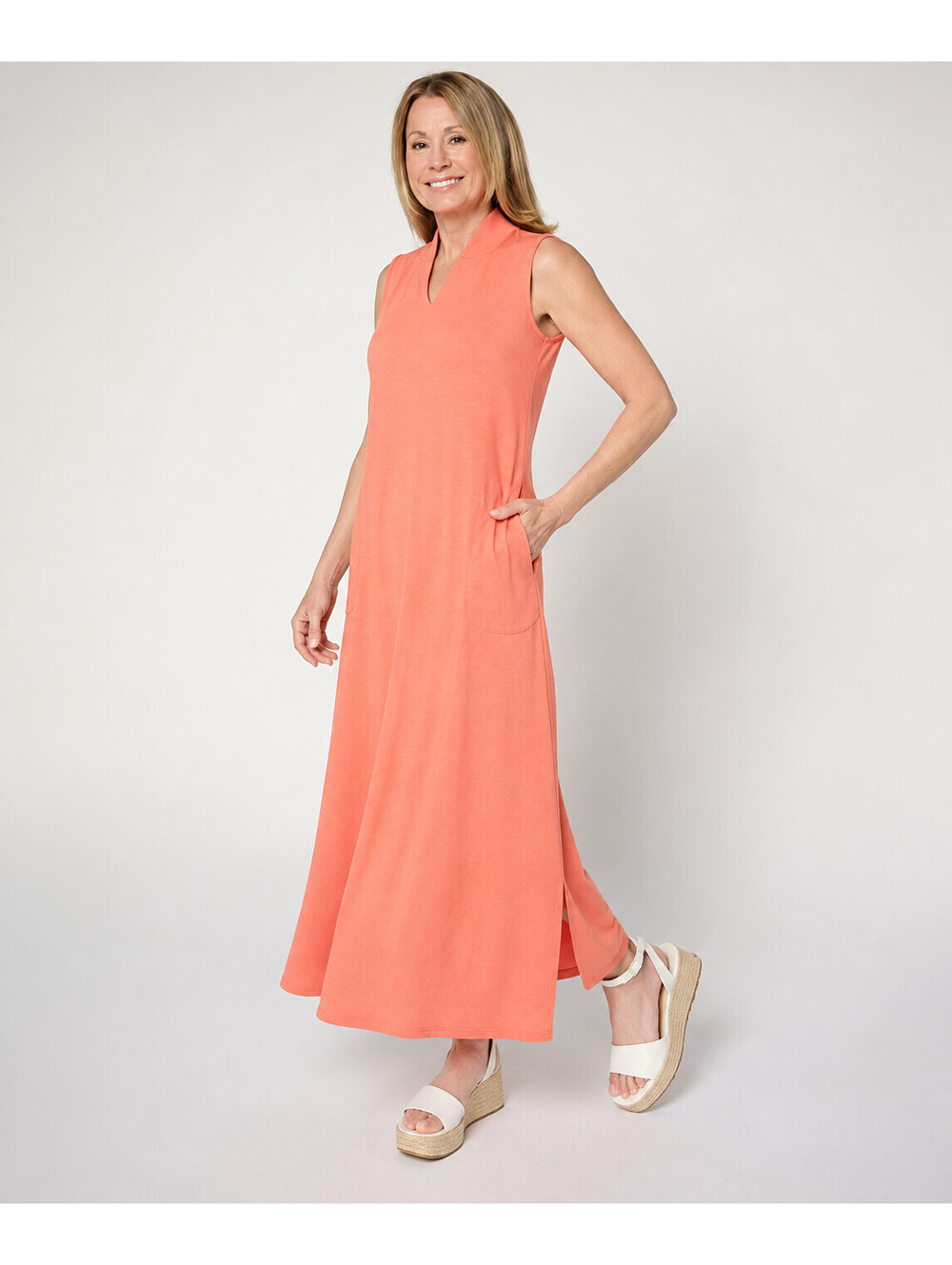 Brandis Dress Out Loud Regular Acquitted Knit Maxi Tank Dress Cancum Coral, M